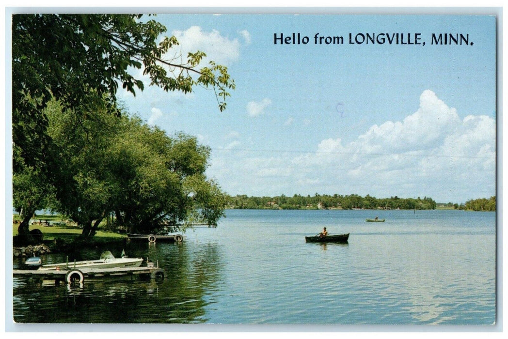 1971 Canoeing Boat Lake River Hello From Longville Minnesota MN Vintage Postcard