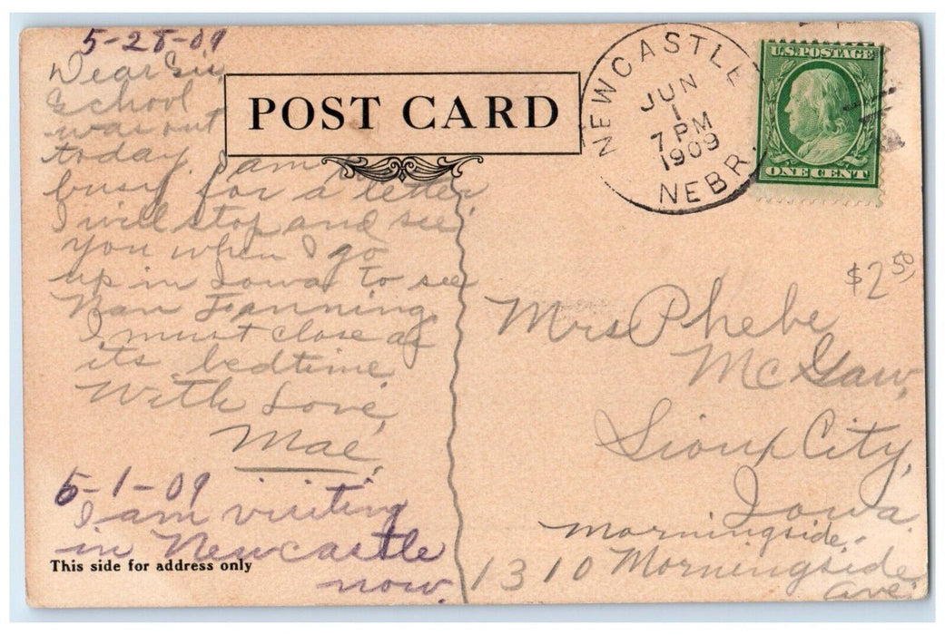 1909 The Shesler Deaconess Home House Sioux City Iowa IA Newcastle NE Postcard