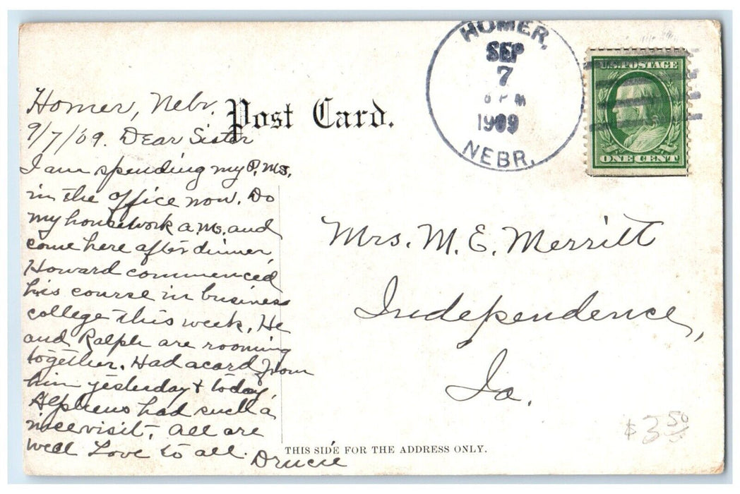 1909 Elk's Club House Douglas And Sts. Sioux City Iowa IA Homer NE Postcard