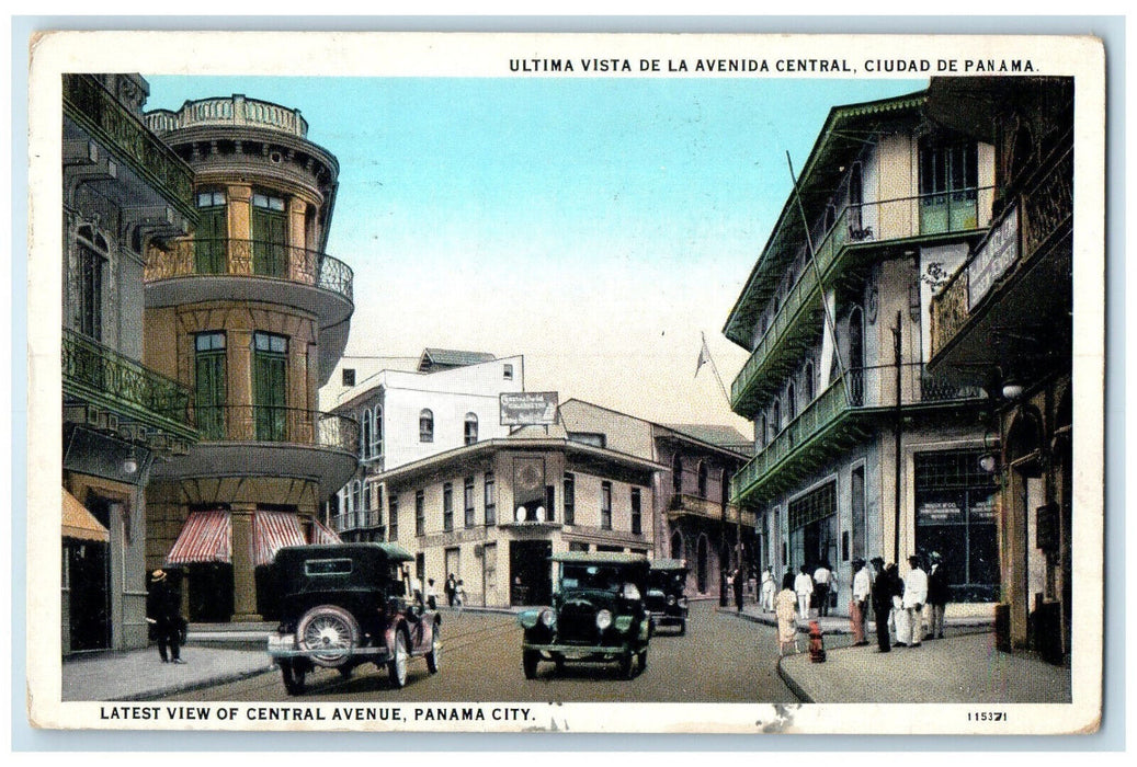 1929 Latest View of Central Avenue Panama City Ciudad De Panama Postcard