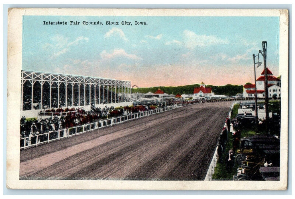 1922 Interstate Fair Racing Grounds Sioux City Iowa IA Posted Vintage Postcard