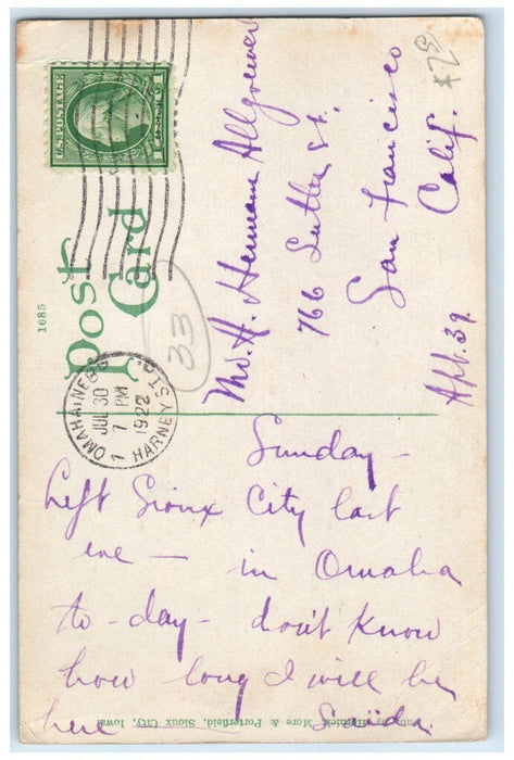 1922 Interstate Fair Racing Grounds Sioux City Iowa IA Posted Vintage Postcard