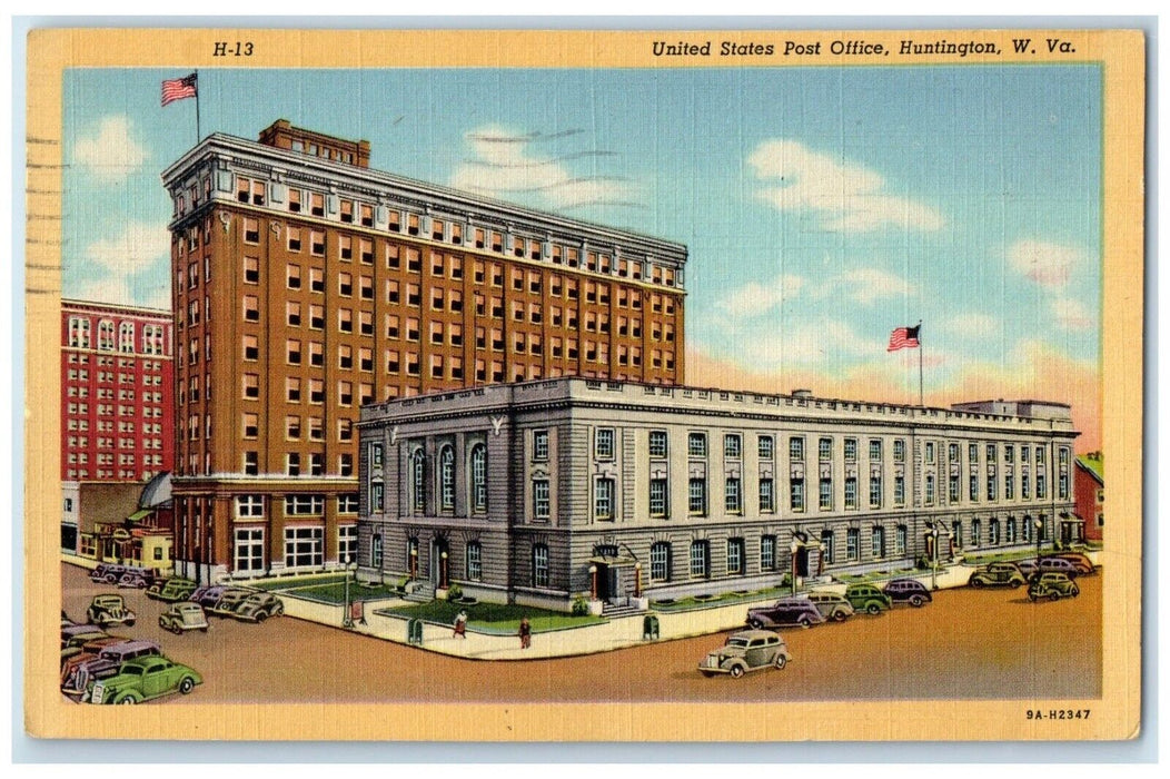 1944 United Stated Post Office Cars Huntington West Virginia WV Vintage Postcard