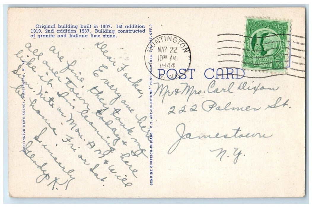 1944 United Stated Post Office Cars Huntington West Virginia WV Vintage Postcard