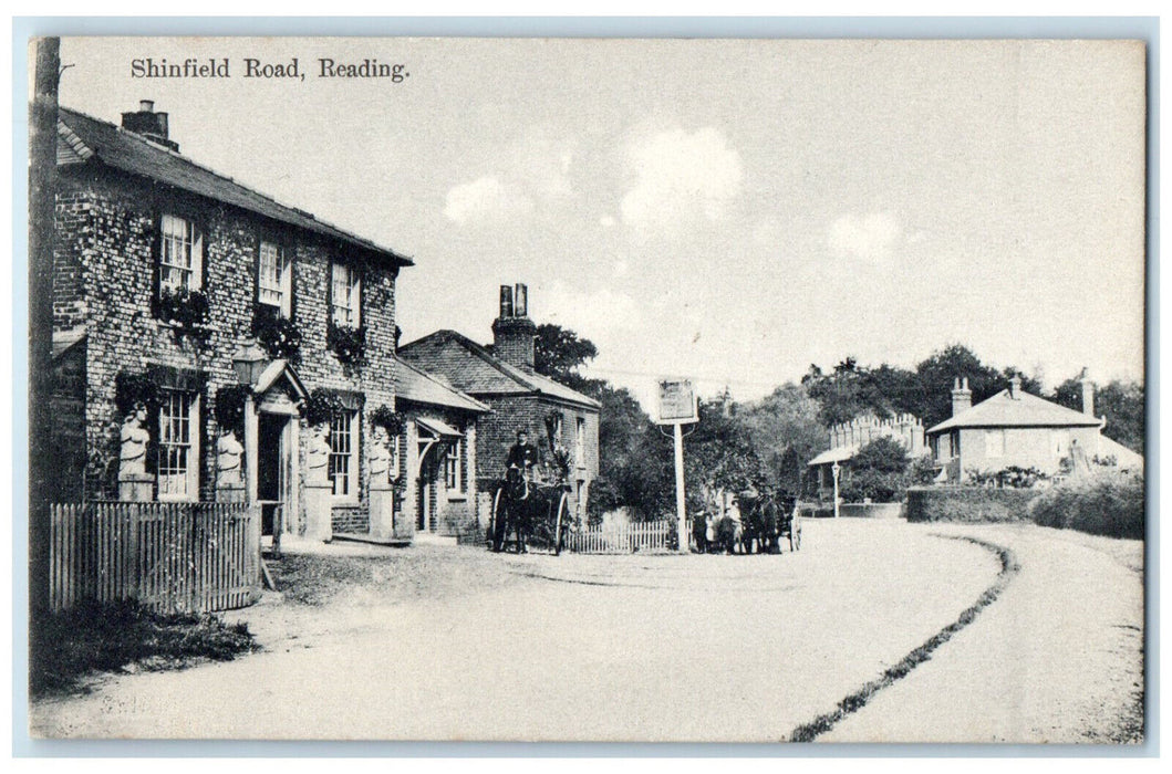 c1910 View of Shinfield Road Reading England Unposted Antique Postcard