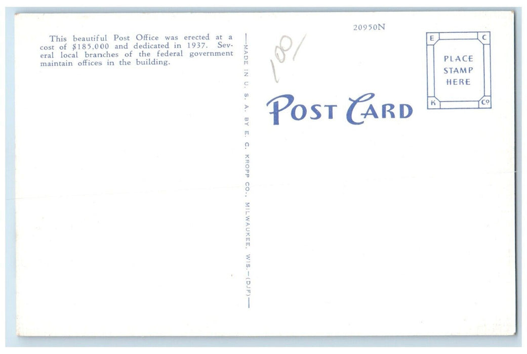 c1930's Post Office Building Alberta Lea Minnesota MN Unposted Vintage Postcard