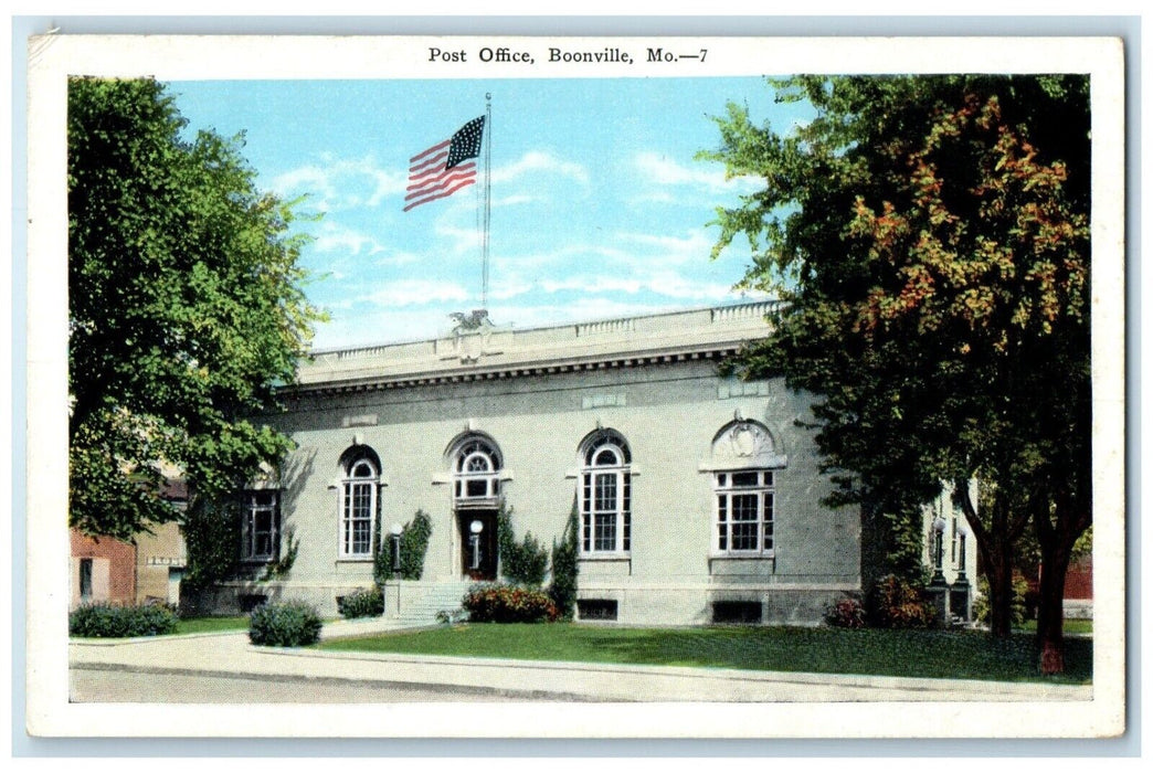 c1910's Post Office Flag Scene Street Boonville Missouri MO Antique Postcard