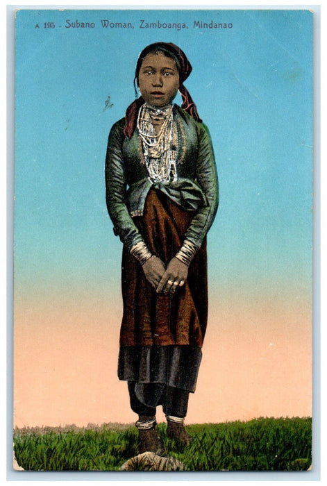 c1910 Subano Woman Zamboanga Mindanao Philippines Unposted Antique Postcard