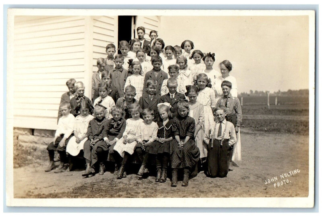 c1910's Childrens School Photo John Nolting RPPC Photo Antique Postcard