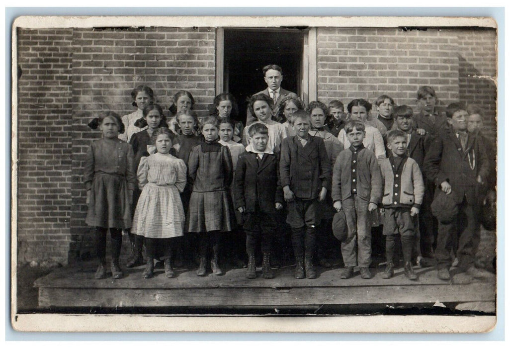c1910's Country School Students Childrens RPPC Photo Antique Postcard