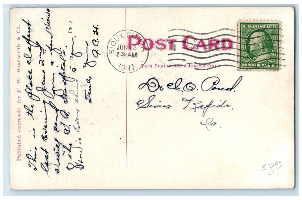 1911 Commercial Men's Boat Club Exterior Building Lake Sioux City Iowa Postcard