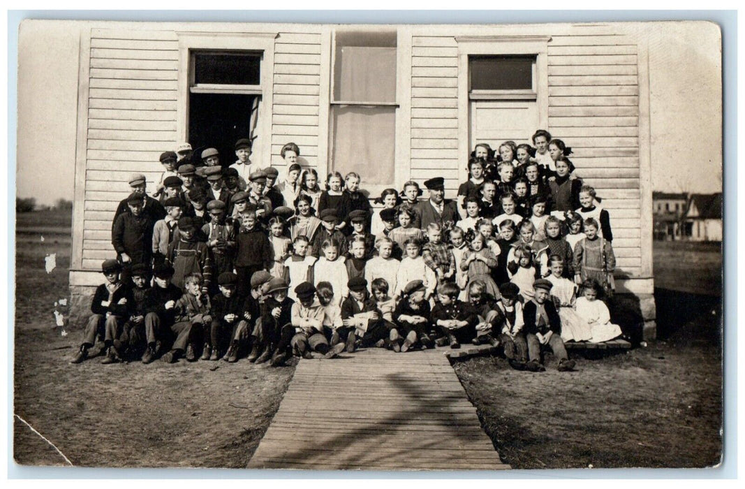 c1930's Students Children At School RPPC Photo Unposted Antique Postcard