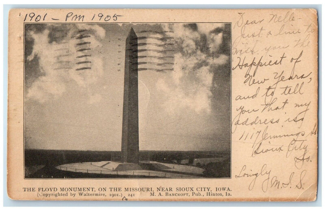 1905 Floyd Monument Missouri Exterior Tower Building Sioux City Iowa IA Postcard