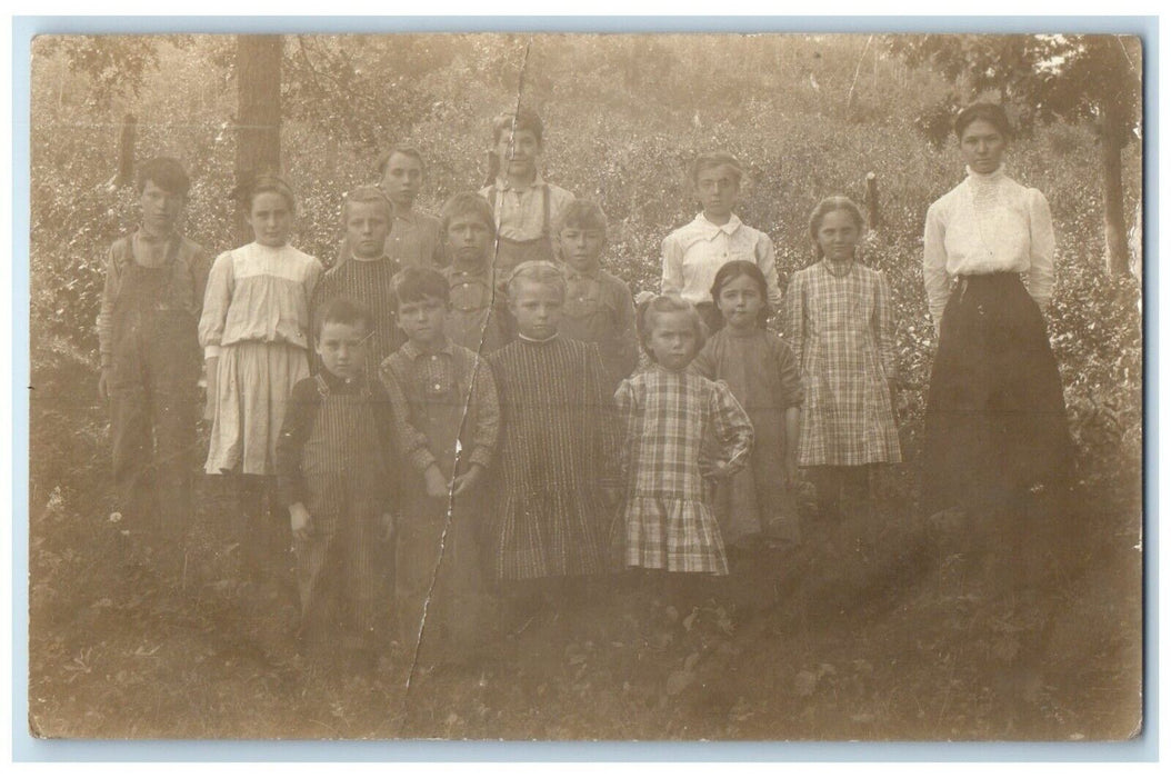 1910 Childrens Scene Field Avoca Wisconsin WI RPPC Photo Posted Antique Postcard