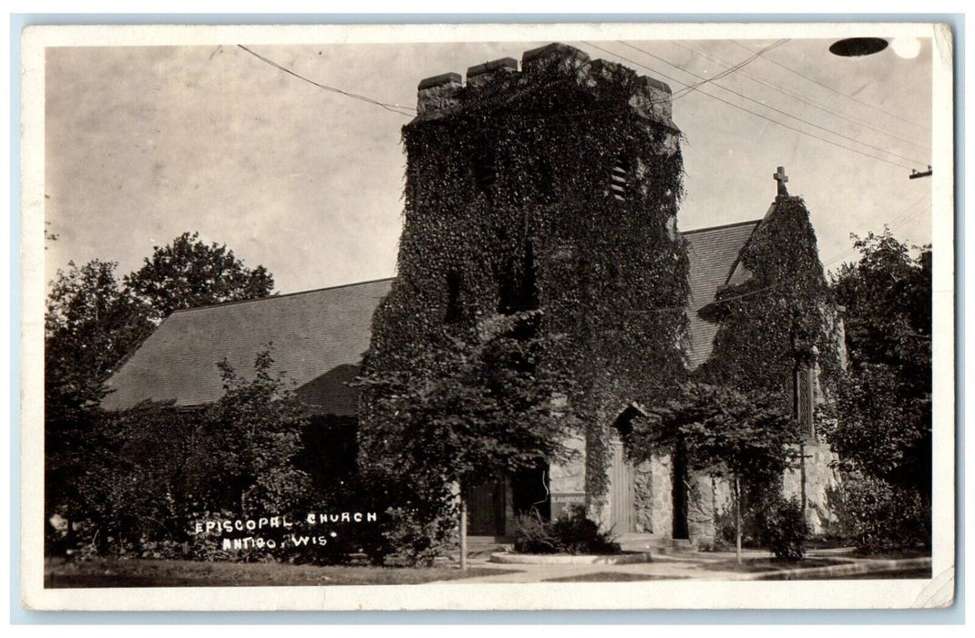 1923 Episcopal Church Antigo Wisconsin WI RPPC Photo Posted Vintage Postcard