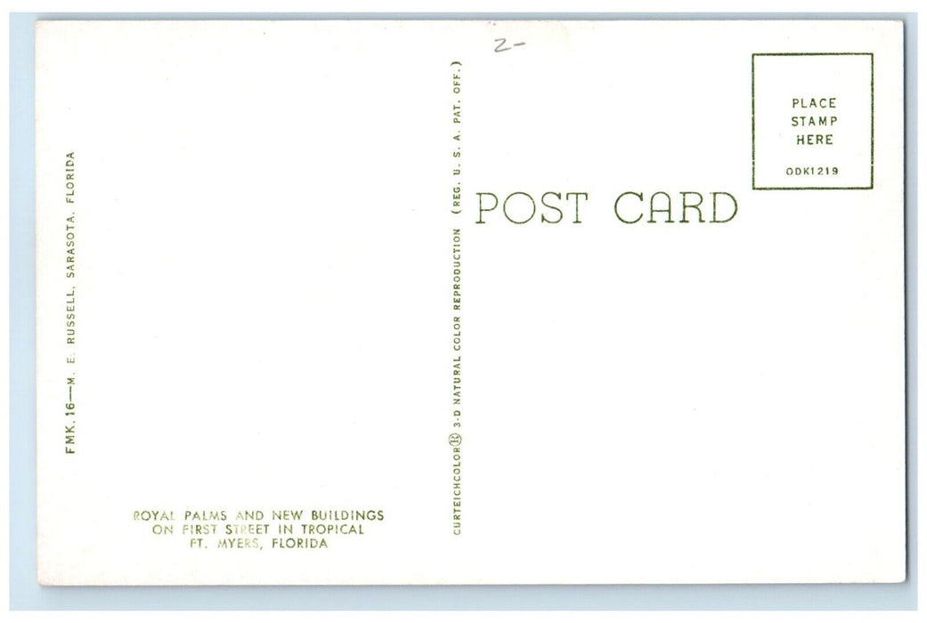 c1960 Royal Palms New Buildings Street Tropical Road Ft. Myers Florida Postcard