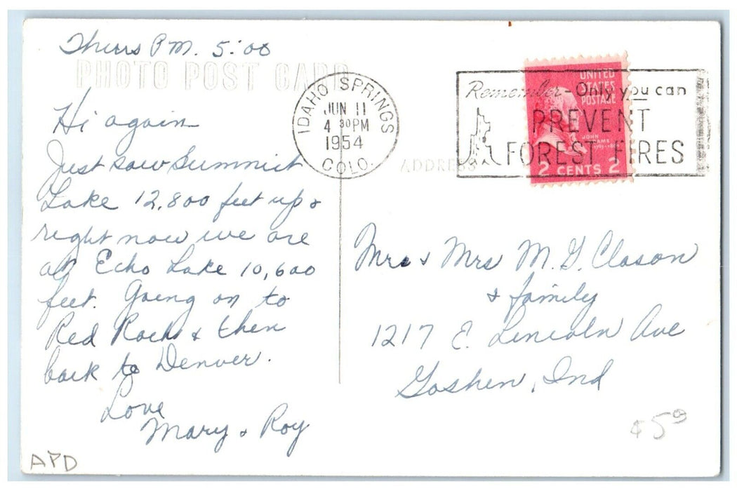 1954 Great Fireplace And Interior Echo Lake Lodge CO RPPC Photo Posted Postcard