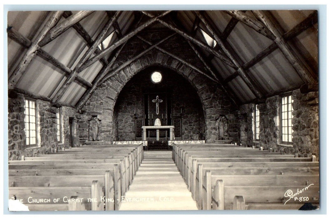 Church Of Christ The King Interior Evergreen CO Sanborn RPPC Photo Postcard