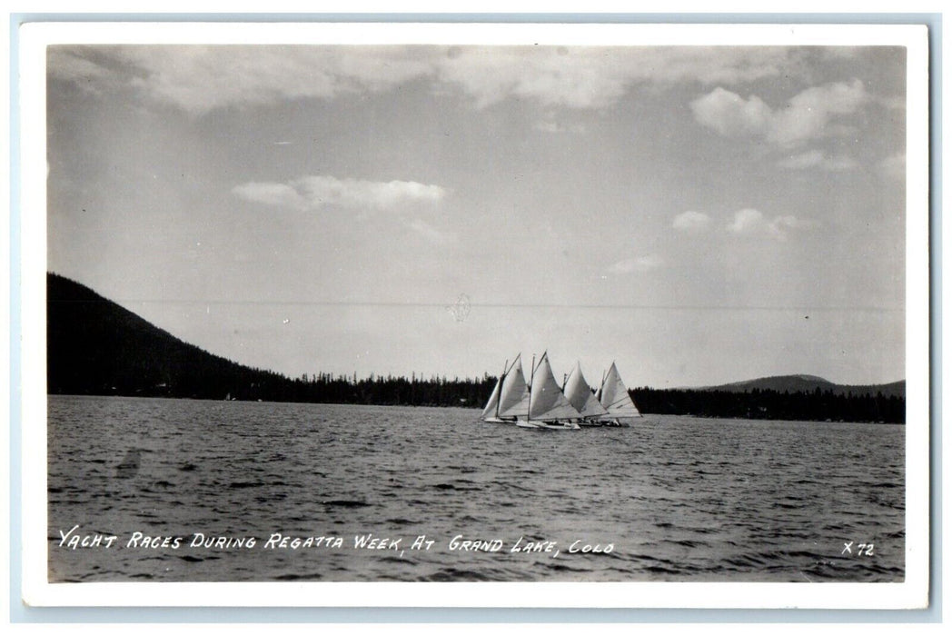 Yacht Races During Regatta Week At Grand Lake Colorado CO RPPC Photo Postcard