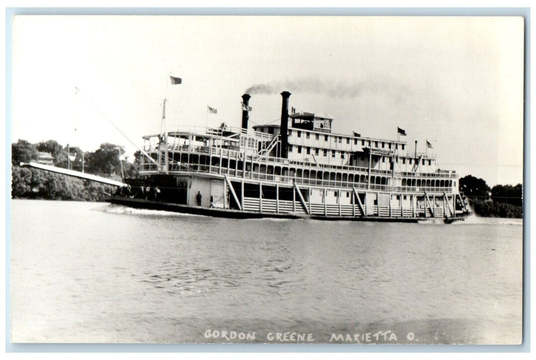 c1950's Gordon Greene Steamer Ship Marietta Ohio OH RPPC Photo Vintage Postcard