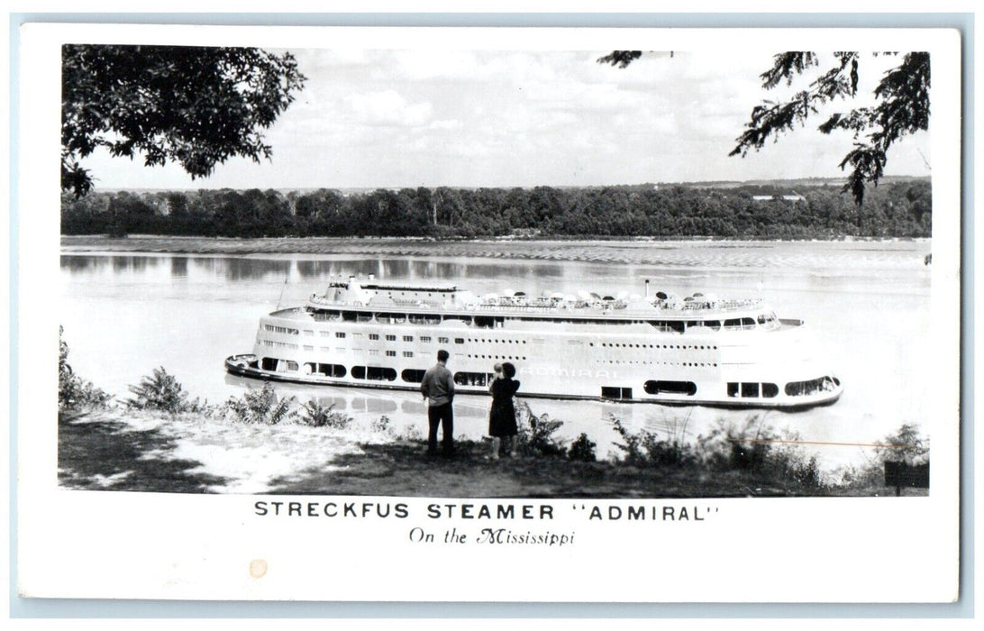 c1950's Streckfus Steamer Admiral On The Mississippi MS RPPC Photo Postcard