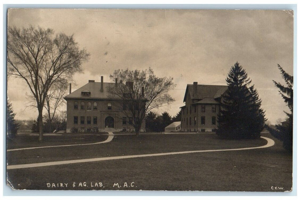 1911 Dairy & Agricultural Lab MAC East Lansing Michigan RPPC Photo Postcard