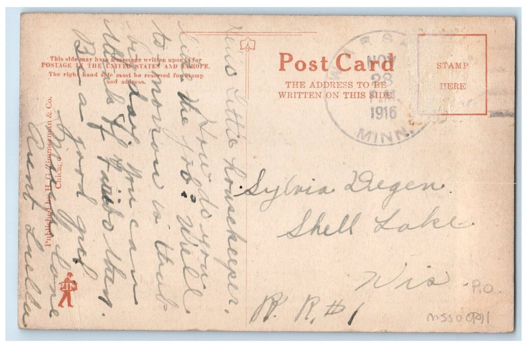 1916 The Business Corner General Merchandise Warsaw Minnesota MN Posted Postcard