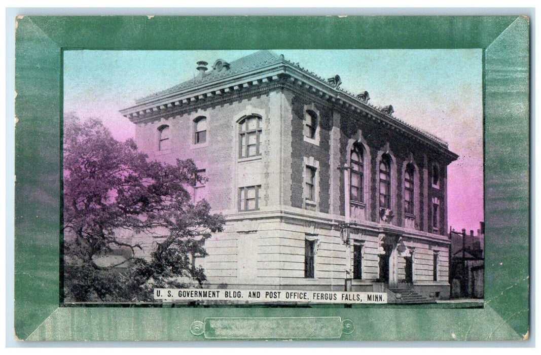 c1910's US Government Bldg. And Post Office Fergus Falls Minnesota MN Postcard