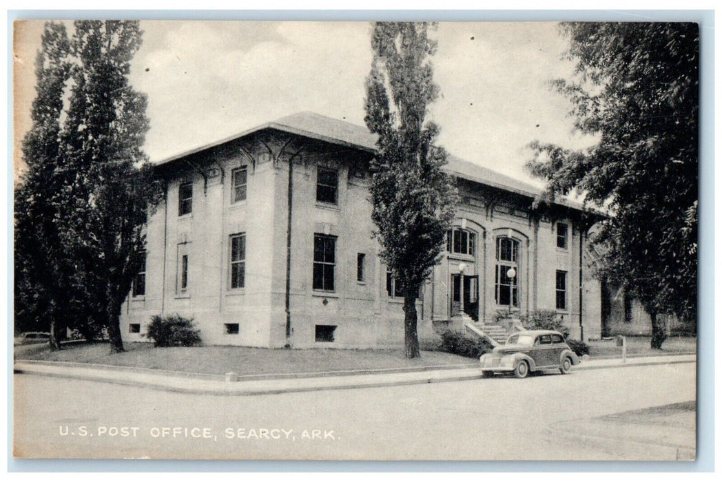 c1930's US Post Office Building Car Street View Searcy Arkansas AR Postcard