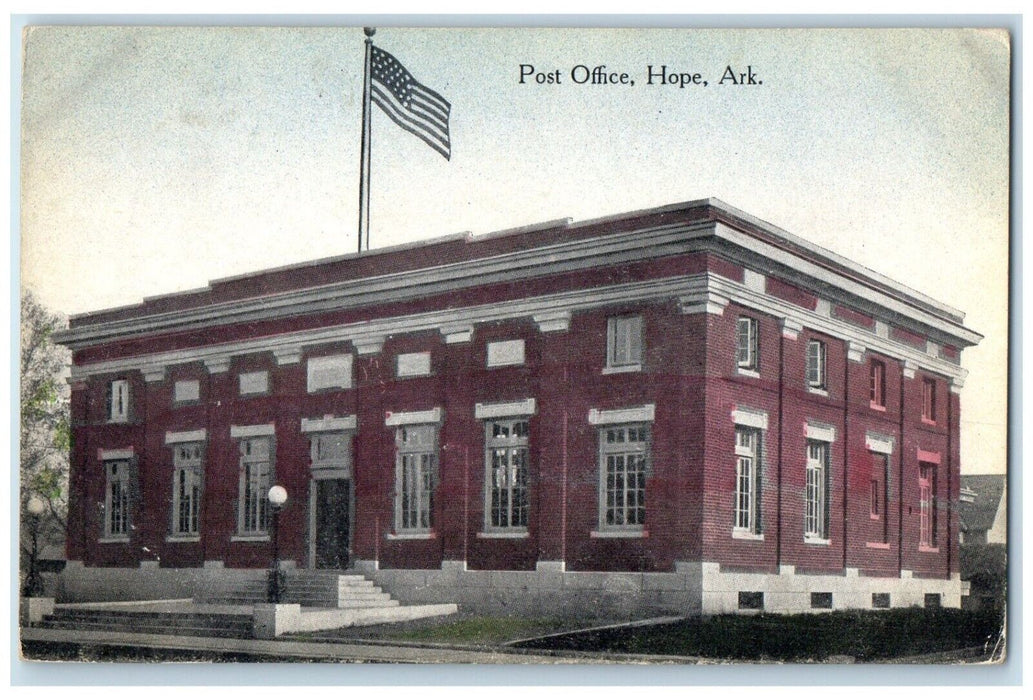c1910's Post Office Building Scene Street Hope Arkansas AR Antique Postcard