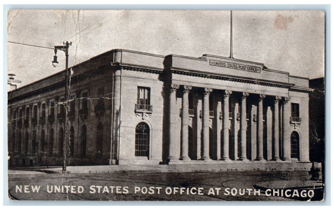 New United States Post Office At South Chicago Illinois IL Antique Postcard