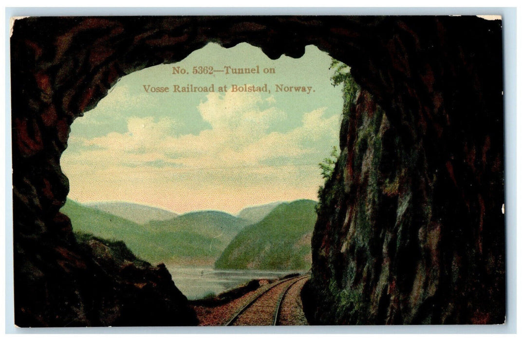 c1910 Tunnel Vosse Railroad at Bolstad Norway Antique Unposted Postcard