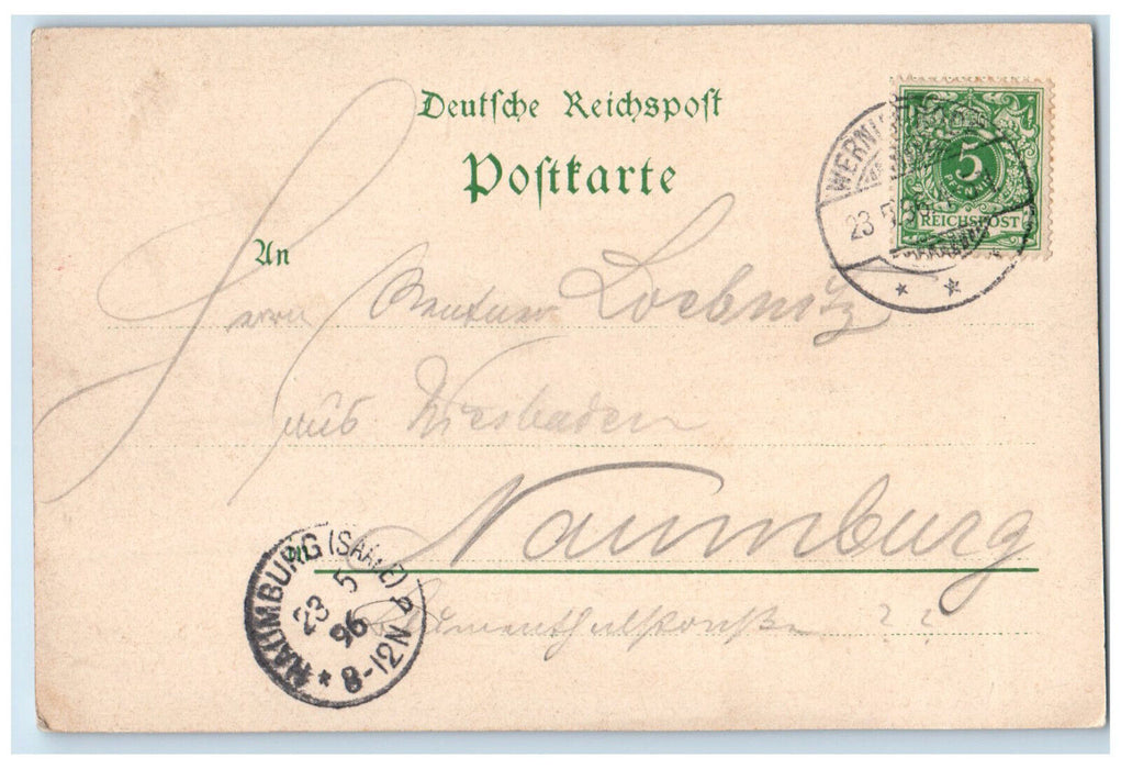 1896 Greetings from Wernigerode Westseite Castle Germany Multiview Postcard