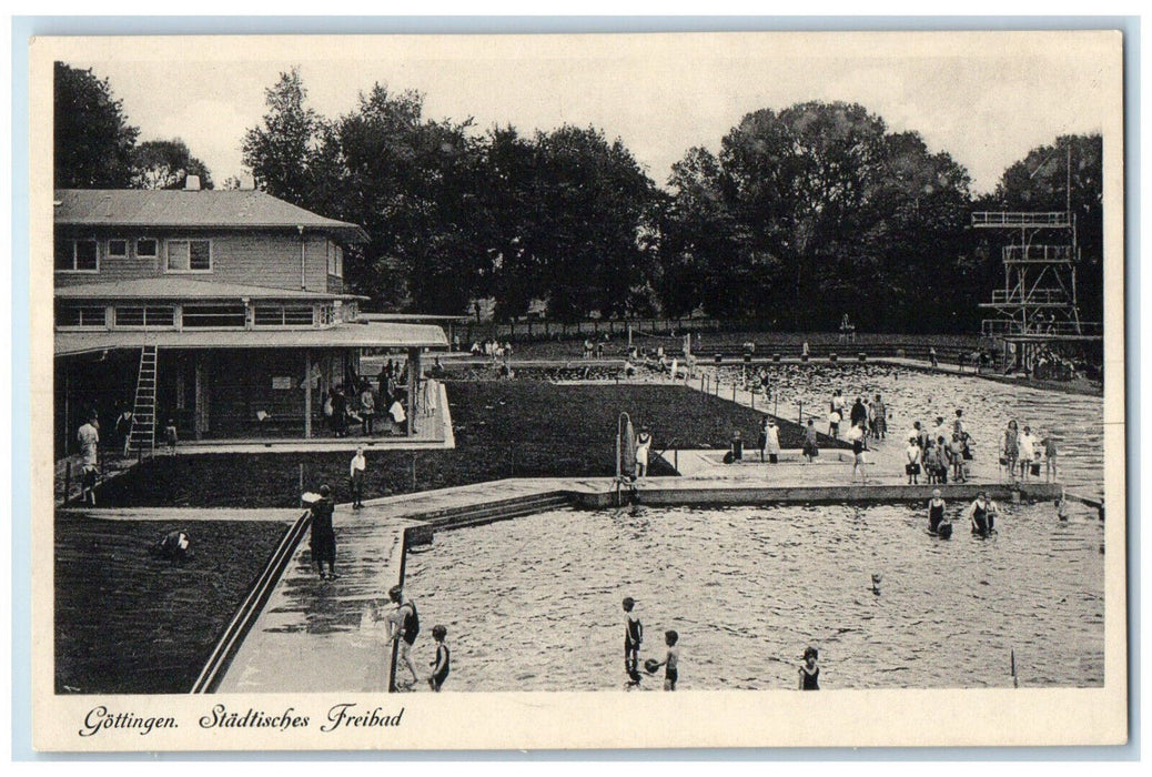c1940's Municipal Outdoor Swimming Pool Göttingen Germany Unposted Postcard