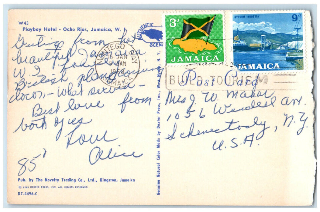 1968 Swimming Pool Playboy Hotel Ocho Rios Jamaica W. Posted Vintage Postcard