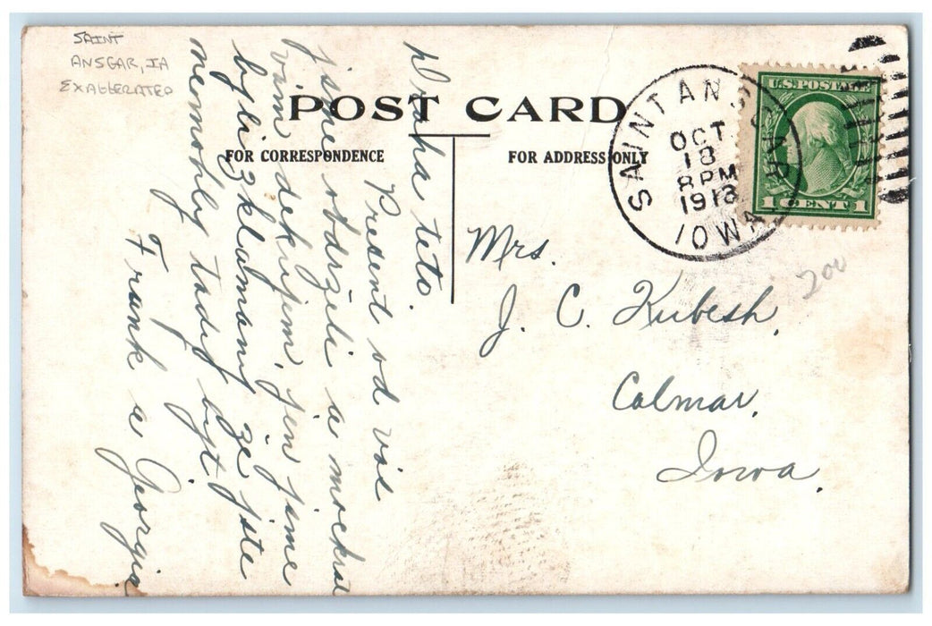 1913 Post Office Exaggerated Cabbage Saint Ansgar Iowa IA Antique Postcard