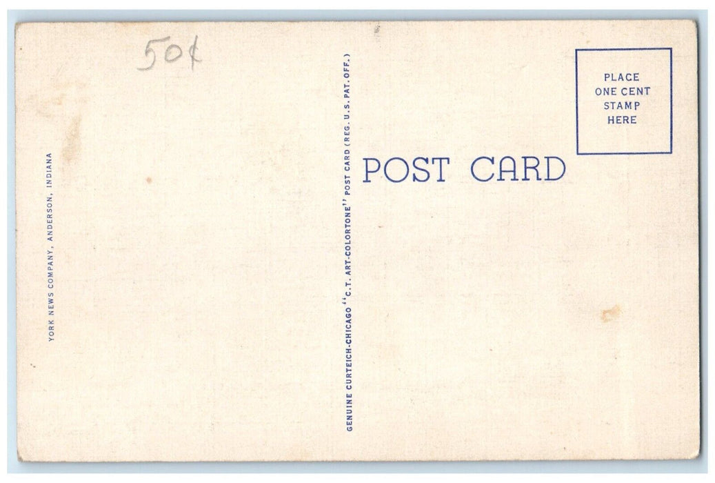 c1930's US Post Office And Public Library Anderson Indiana IN Dual View Postcard