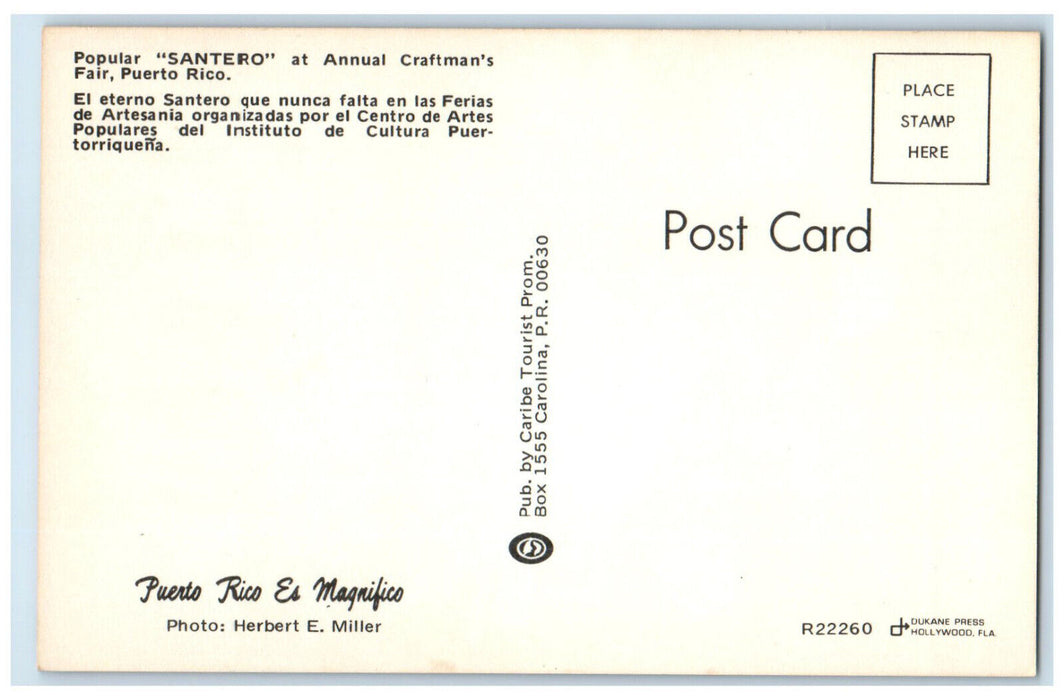 c1960's Popular Santero at Annual Craftman's Fair Puerto Rico Postcard