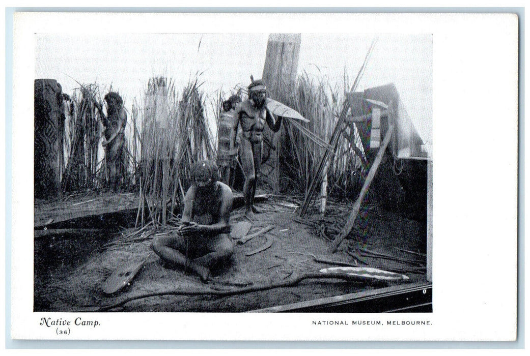1935 Native Camp Tribal People National Museum Melbourne Australia Postcard