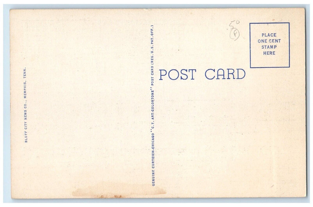 Confederate Park Post Office Mississippi River Moonlight Memphis TN Postcard