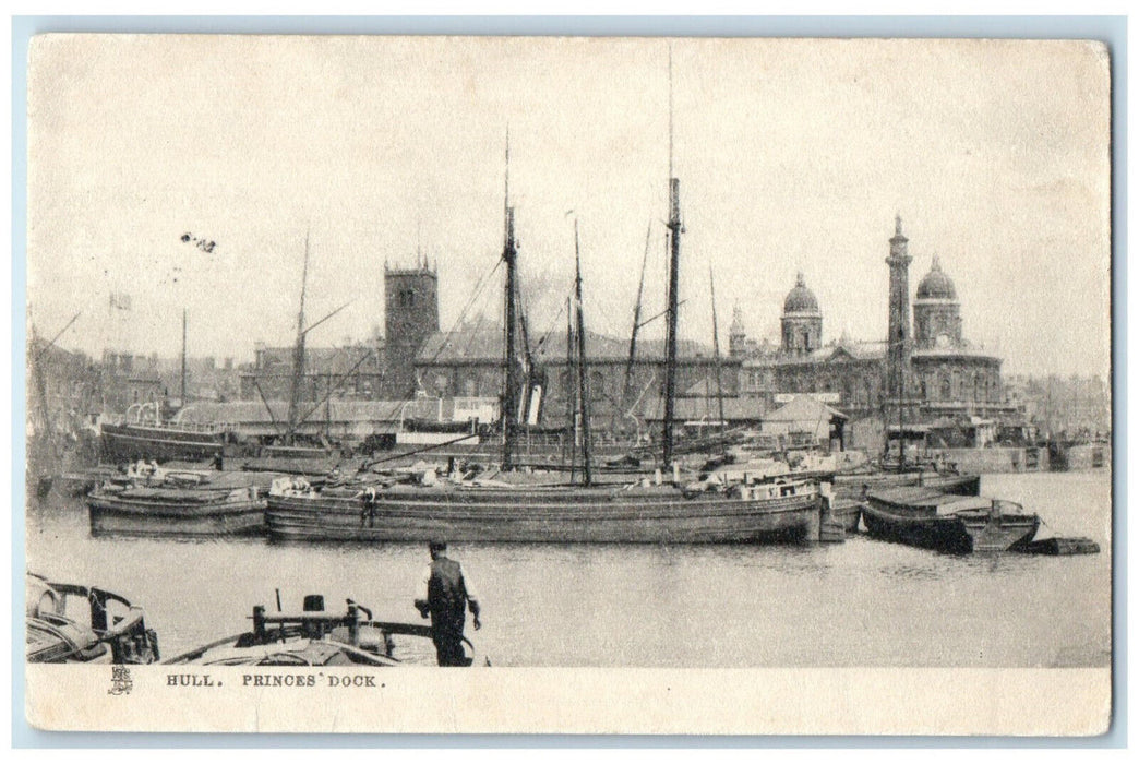 1904 Hull Princes Dock Town and City England Antique Tuck Art Postcard