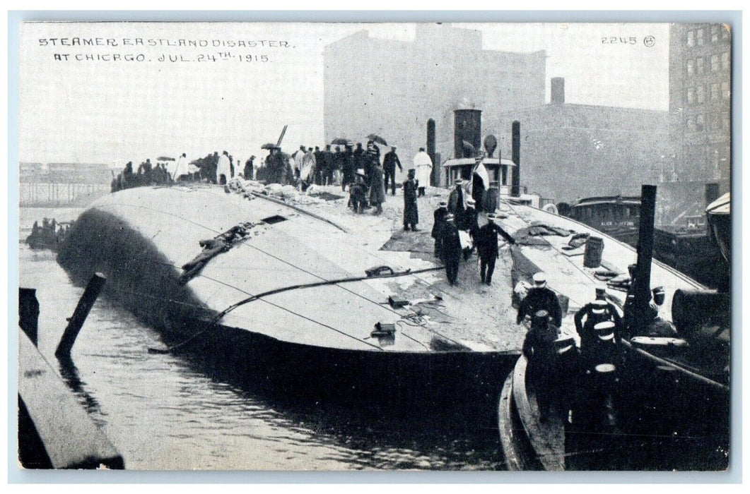 1915 Steamer Eastland And Disaster At Chicago Illinois IL Antique Postcard