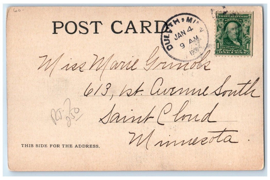 1906 Steamer Mataaf Striking Pier Duluth Ship Canal Harbor Minnesota MN Postcard
