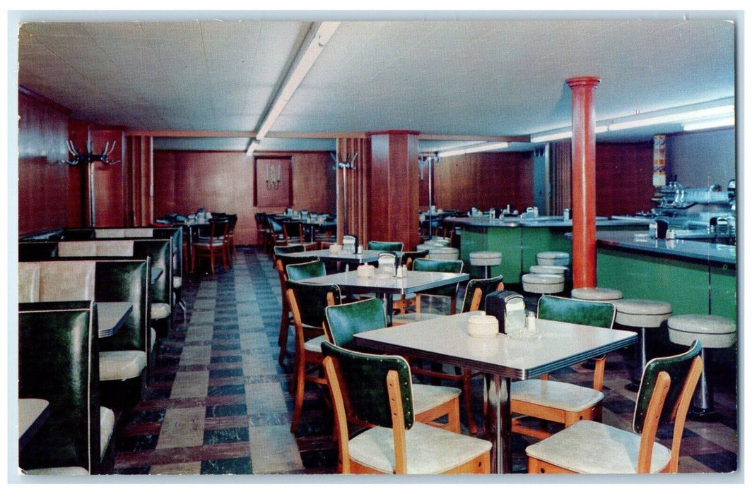 1960 Interior View Rex Hotel Cafe International Falls Minnesota Antique Postcard