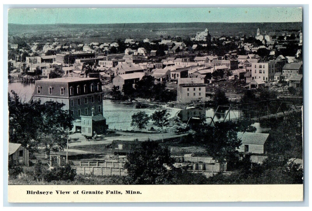 c1910 Birds Eye View Buildings Granite Falls Minnesota Unposted Vintage Postcard