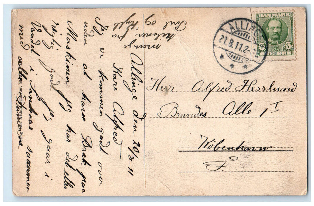 1911 Boat Canoe Hoiers Hotel Allinge Bornholm Denmark Antique Postcard