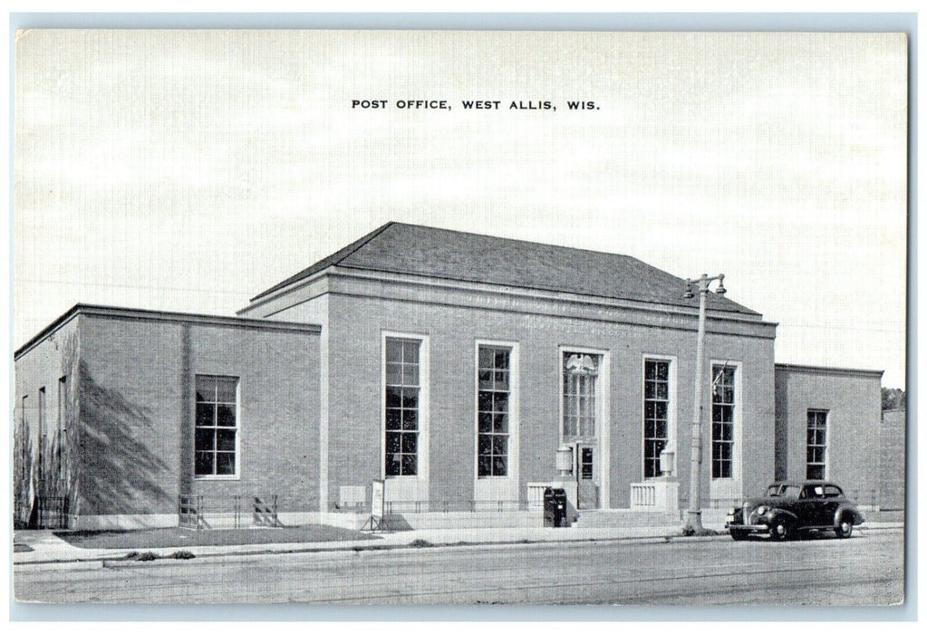 1940 Exterior View Post Office Building West Allis Wisconsin WI Antique Postcard