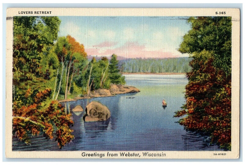 1946 Lovers Retreat Greetings From Webster Wisconsin WI Antique Vintage Postcard