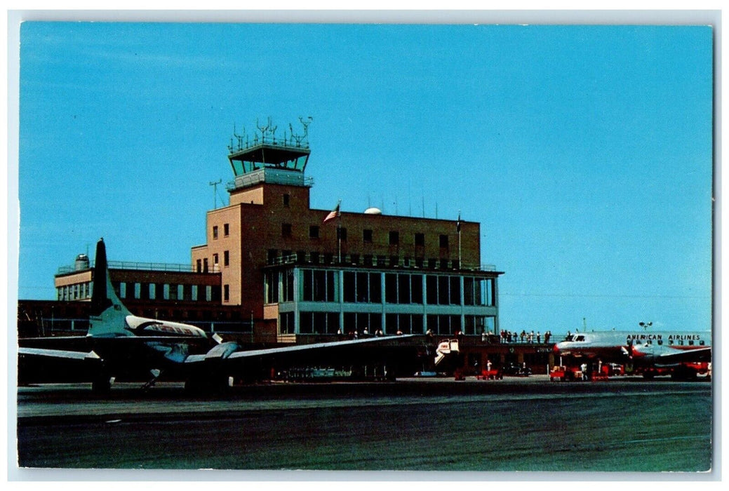 c1950's Bradley Field Airport Airplane Windsor Locks Connecticut CT Postcard