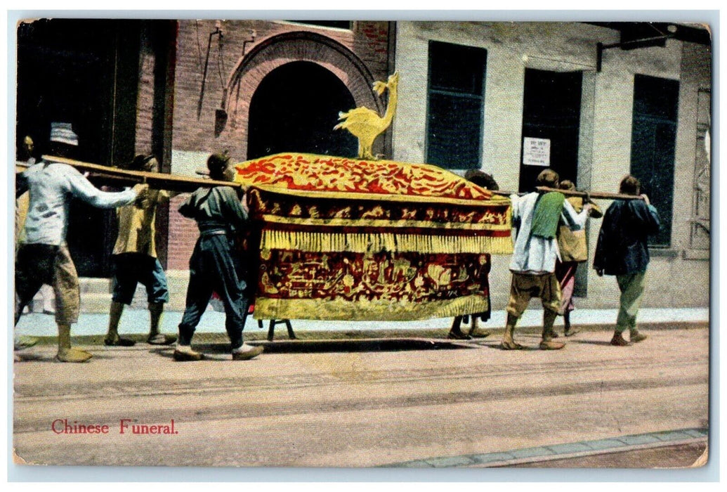 c1910's Chinese Funeral Scene Street Foochow China Posted Antique Postcard